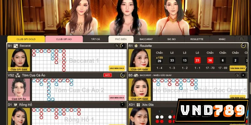 Sảnh game cung cấp đa dạng trò Casino thú vị