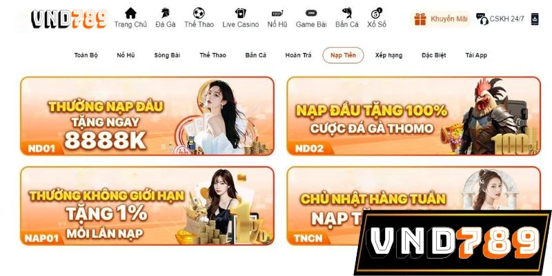 Ưu đãi nạp tiền tại VND789